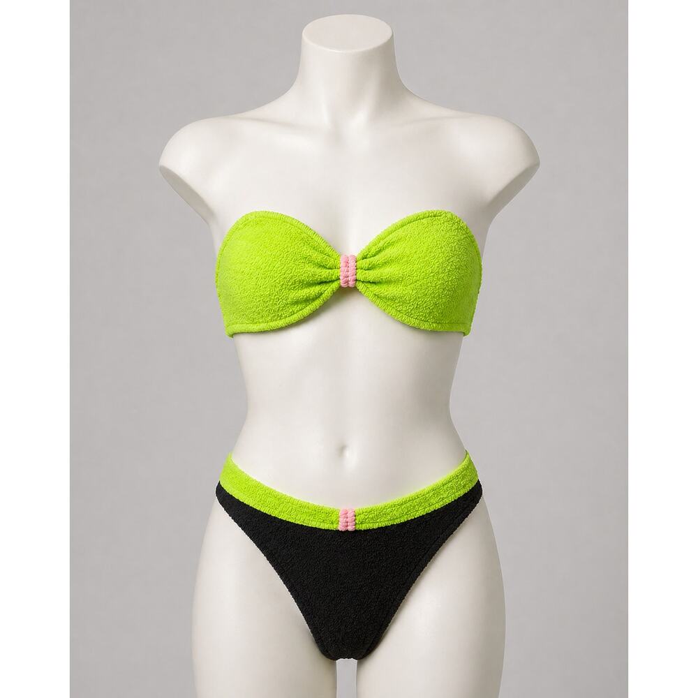 Daffy Waterwear Vintage 2-Piece Neon Green Bikini Swimsuit Bathing Swim Suit XS